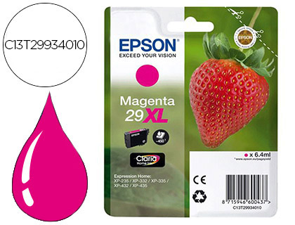 CARTOUCHE EPSON T2993 XL JET D'ENCRE FRAISE CLARIA COULEUR MAGENTA