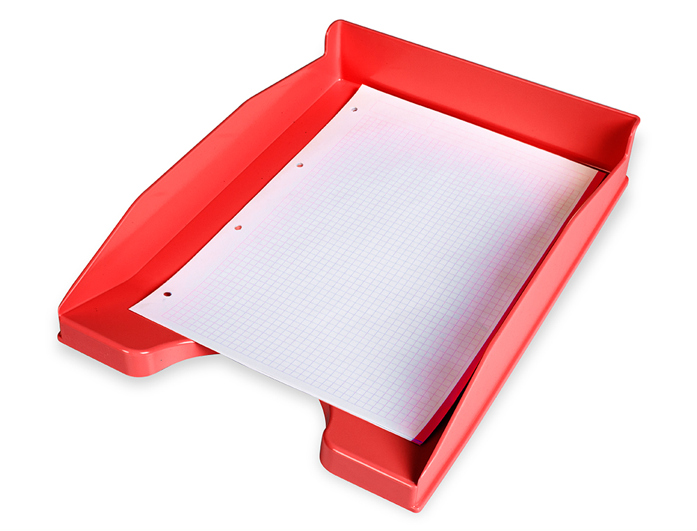 CORBEILLE À COURRIER Q-CONNECTPOLYPROPYLÈNE DOCUMENTS A4+ 240X320MM EMPILABLE 350X255X65MM COLORIS ROUGE OPAQUE