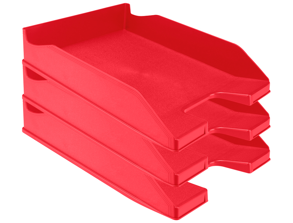 CORBEILLE À COURRIER Q-CONNECTPOLYPROPYLÈNE DOCUMENTS A4+ 240X320MM EMPILABLE 350X255X65MM COLORIS ROUGE OPAQUE