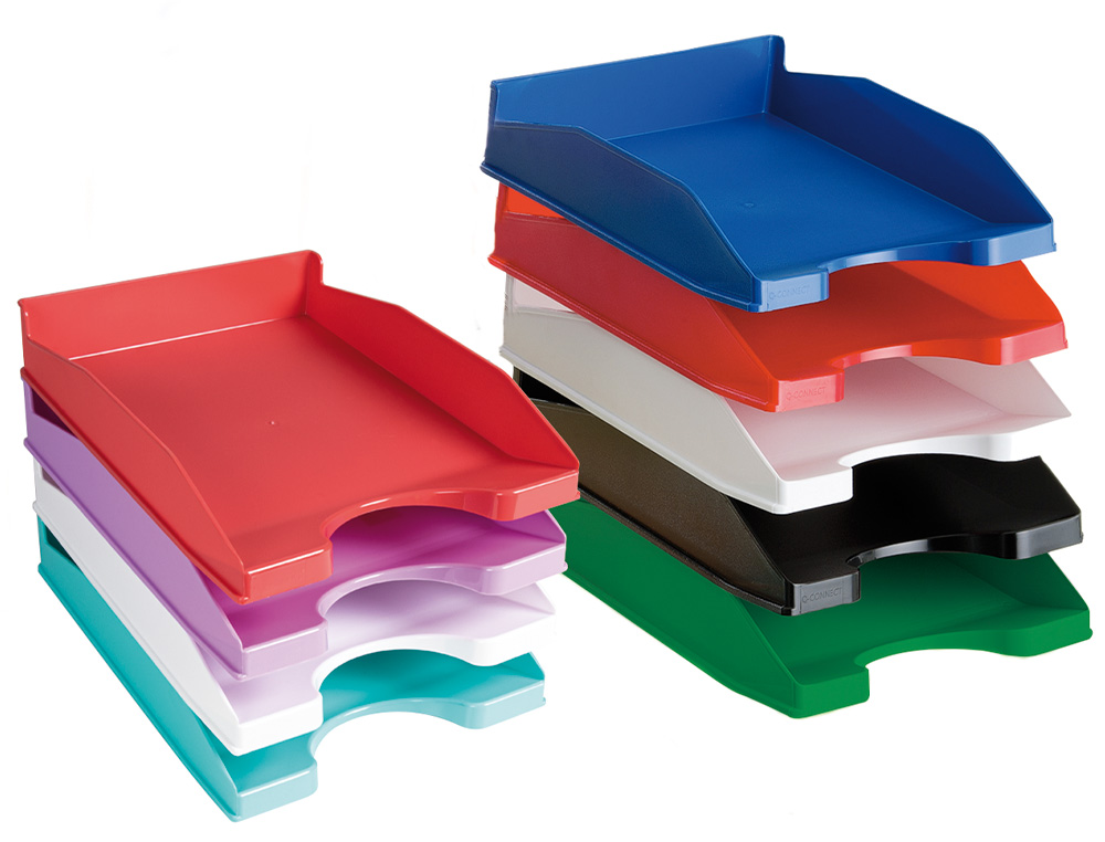 CORBEILLE À COURRIER Q-CONNECTPOLYPROPYLÈNE DOCUMENTS A4+ 240X320MM EMPILABLE 350X255X65MM COLORIS ROUGE OPAQUE