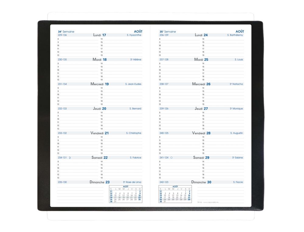 AGENDA SEMAINIER SILMA 8,8 X 17 CM NOIR QUO VADIS